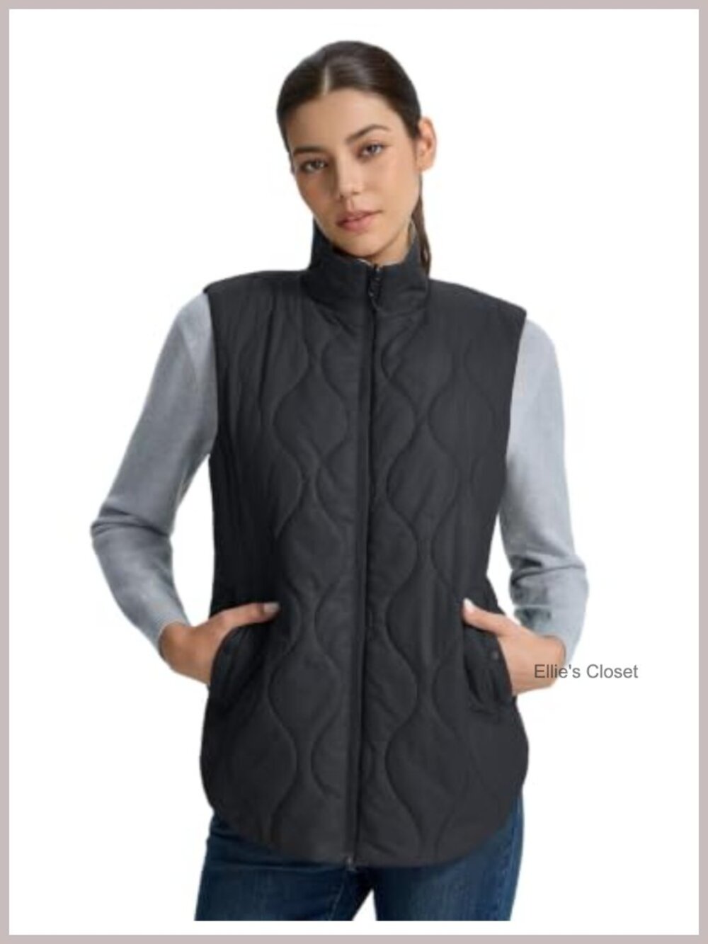 Women's Reversible Quilted Puffer Vest Fleece Lined Zip Up